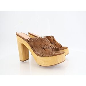 Veronica Beard Women's Gaynor Slip On Platform High Heel Sandals Size 8.5 Brown